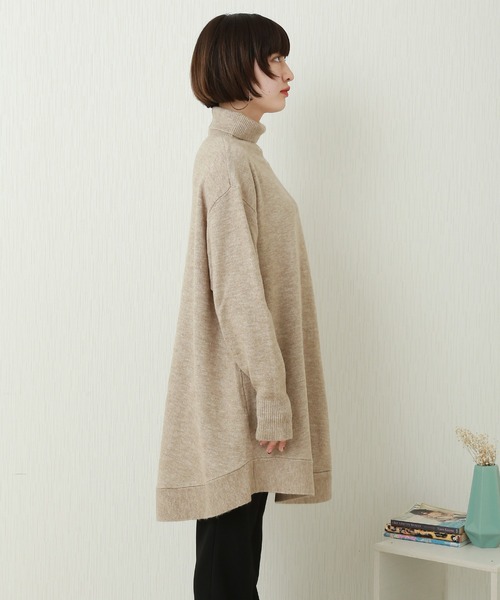 n'ee-ne（ネーネ）の「もちもちニット　タートルネックAラインニット（ニット/セーター・レディース・ブラック/ベージュ/カーキ/アイボリー・FREE）」の11枚目の写真