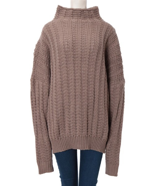 fifth（フィフス）の「ボトルネック透かし編みボリュームニット（ニット/セーター・レディース・アイボリー/モカ/ホワイト・MEDIUM）」の10枚目の写真