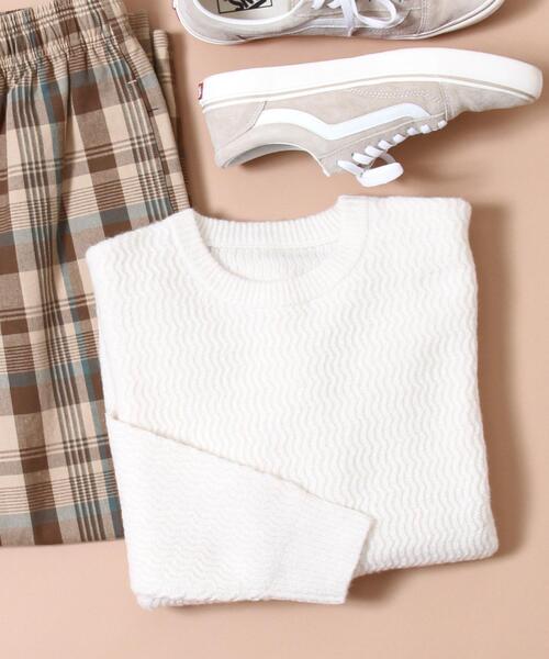 coen（コーエン）の「ウェーブ編みクルーネックニット（ニット/セーター・メンズ・ベージュ/オフホワイト・LARGE/SMALL/MEDIUM/X-LARGE）」の7枚目の写真