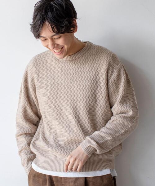 coen（コーエン）の「ウェーブ編みクルーネックニット（ニット/セーター・メンズ・ベージュ/オフホワイト・LARGE/SMALL/MEDIUM/X-LARGE）」の17枚目の写真