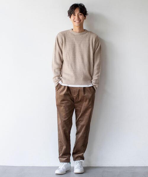 coen（コーエン）の「ウェーブ編みクルーネックニット（ニット/セーター・メンズ・ベージュ/オフホワイト・LARGE/SMALL/MEDIUM/X-LARGE）」の18枚目の写真