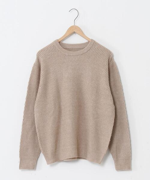 coen（コーエン）の「ウェーブ編みクルーネックニット（ニット/セーター・メンズ・ベージュ/オフホワイト・LARGE/SMALL/MEDIUM/X-LARGE）」の13枚目の写真