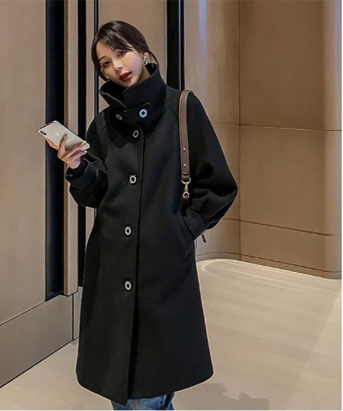 Ritzy（リッツィー）の「エコウールロングコート（チェスターコート・レディース・ブラック/レッド・M/L）」の2枚目の写真