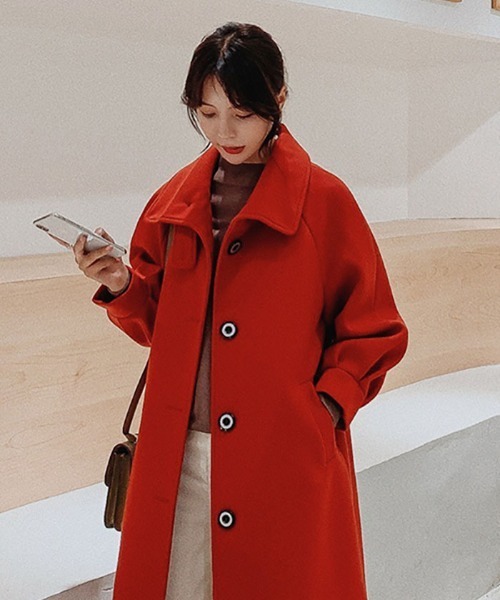 Ritzy（リッツィー）の「エコウールロングコート（チェスターコート・レディース・ブラック/レッド・M/L）」の5枚目の写真