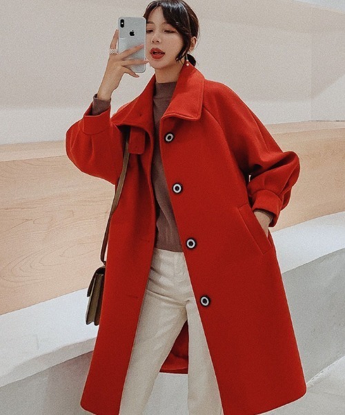 Ritzy（リッツィー）の「エコウールロングコート（チェスターコート・レディース・ブラック/レッド・M/L）」の6枚目の写真