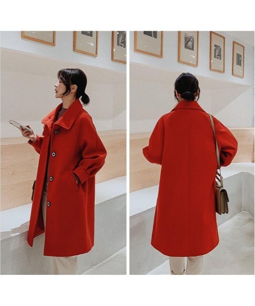 Ritzy（リッツィー）の「エコウールロングコート（チェスターコート・レディース・ブラック/レッド・M/L）」の7枚目の写真