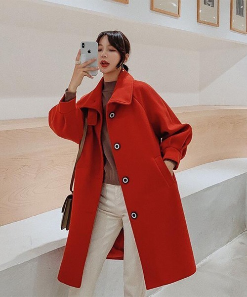 Ritzy（リッツィー）の「エコウールロングコート（チェスターコート・レディース・ブラック/レッド・M/L）」の8枚目の写真