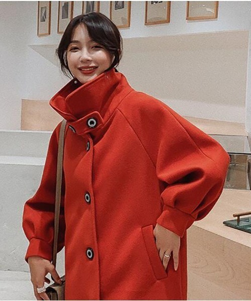 Ritzy（リッツィー）の「エコウールロングコート（チェスターコート・レディース・ブラック/レッド・M/L）」の9枚目の写真