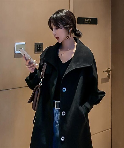 Ritzy（リッツィー）の「エコウールロングコート（チェスターコート・レディース・ブラック/レッド・M/L）」の12枚目の写真