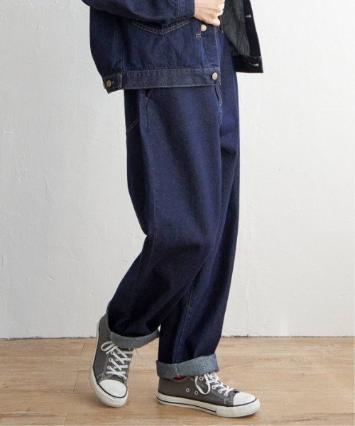 LBC（エルビーシー）の「【選べるセットアップ】LBC ゆるテーパードデニムパンツ（デニムパンツ・レディース・オフホワイト/ブルー/ネイビー/ピンク/ブラウン/ブラック/スカイブルー/マスタード/ライトグレー/カーキ・M/L）」の7枚目の写真