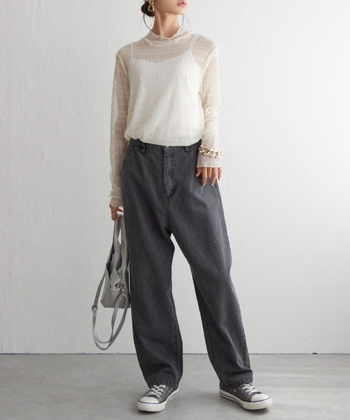 LBC（エルビーシー）の「【選べるセットアップ】LBC ゆるテーパードデニムパンツ（デニムパンツ・レディース・オフホワイト/ブルー/ネイビー/ピンク/ブラウン/ブラック/スカイブルー/マスタード/ライトグレー/カーキ・M/L）」の17枚目の写真