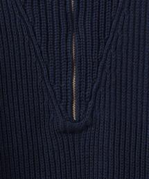 6(ROKU) HIGH ZIP SAILOR KNIT ネイビー
