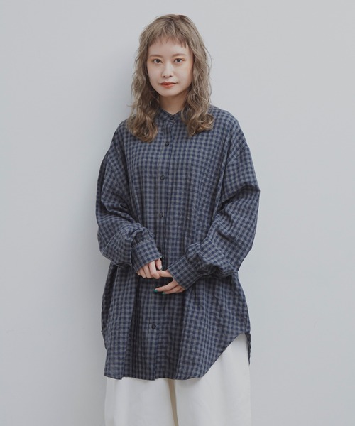 MERLOT(メルロー)の「ギンガムチェック2wayシャツ(シャツ/ブラウス・レディース・ホワイト/イエロー/ネイビー・FREE)」の17枚目の写真