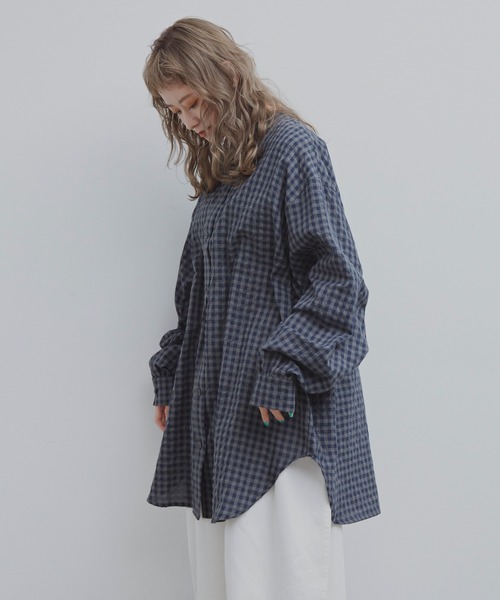MERLOT(メルロー)の「ギンガムチェック2wayシャツ(シャツ/ブラウス・レディース・ホワイト/イエロー/ネイビー・FREE)」の13枚目の写真