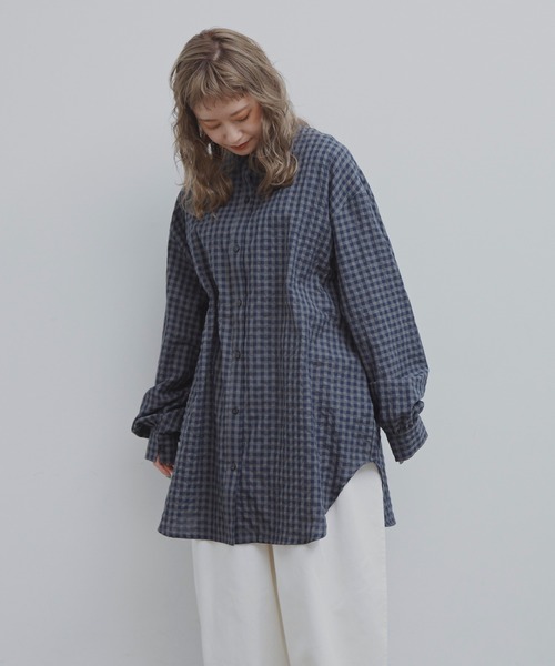 MERLOT(メルロー)の「ギンガムチェック2wayシャツ(シャツ/ブラウス・レディース・ホワイト/イエロー/ネイビー・FREE)」の22枚目の写真