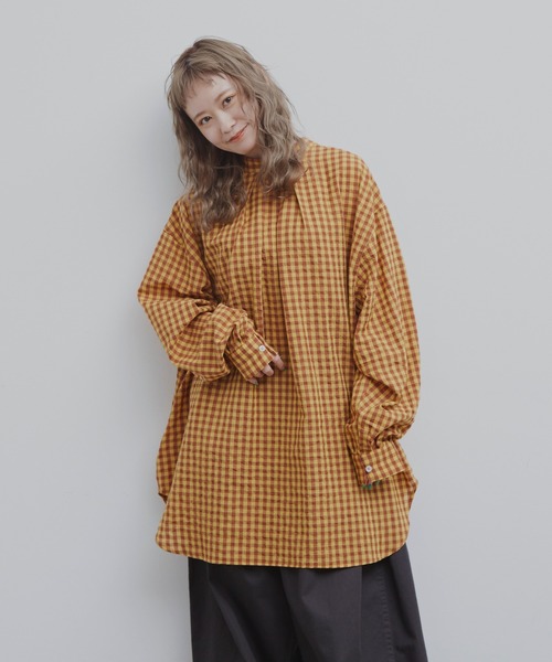 MERLOT(メルロー)の「ギンガムチェック2wayシャツ(シャツ/ブラウス・レディース・ホワイト/イエロー/ネイビー・FREE)」の10枚目の写真