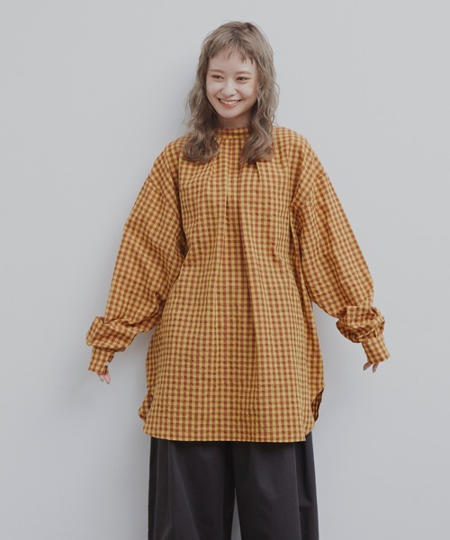 MERLOT(メルロー)の「ギンガムチェック2wayシャツ(シャツ/ブラウス・レディース・ホワイト/イエロー/ネイビー・FREE)」の19枚目の写真