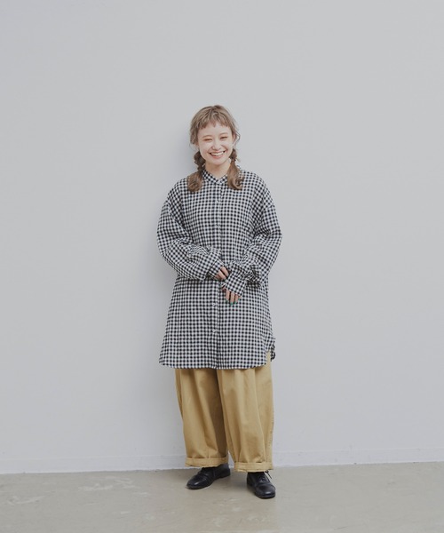 MERLOT(メルロー)の「ギンガムチェック2wayシャツ(シャツ/ブラウス・レディース・ホワイト/イエロー/ネイビー・FREE)」の8枚目の写真