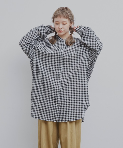 MERLOT(メルロー)の「ギンガムチェック2wayシャツ(シャツ/ブラウス・レディース・ホワイト/イエロー/ネイビー・FREE)」の16枚目の写真