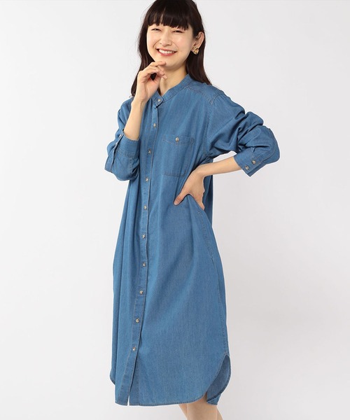 Petit Honfleur（プチオンフルール）の「デニムシャツワンピース（シャツワンピース・レディース・ネイビー/ブルー・11号/9号）」の2枚目の写真