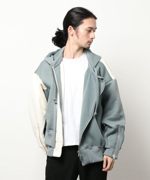 Wizzard(ウィザード)の「Wizzard ウィザード / ASYMMETRIC ZIP HOODIE アシンメトリージップフーディー ビッグシルエットパーカー / WBA21-003(ブルゾン・メンズ・グレー×ホワイト/ホワイト/ブラック・1/2/3)」の3枚目の写真
