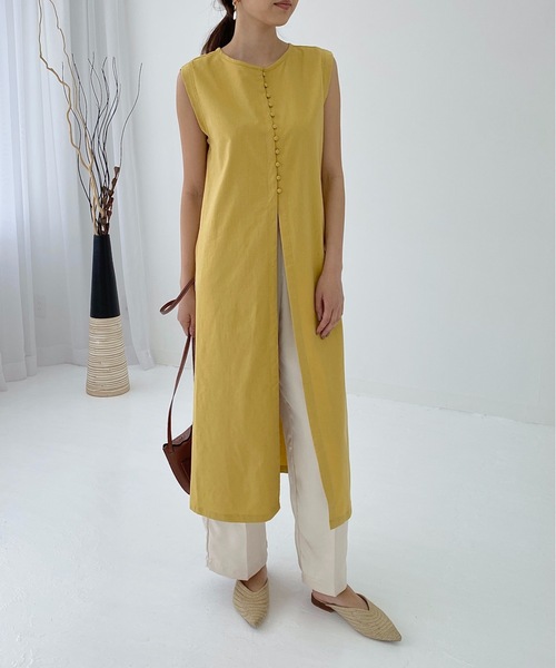 StyleSea(スタイルシー)の「リネンライクジレスリットワンピース(ワンピース・レディース・アイボリー/ベージュ/ブラウン/オレンジ/イエロー/ベージュ系その他/ブラウン系その他/ブラック系/オフホワイト/オリーブ/マルーン/モカ/ブラック・FREE)」の11枚目の写真