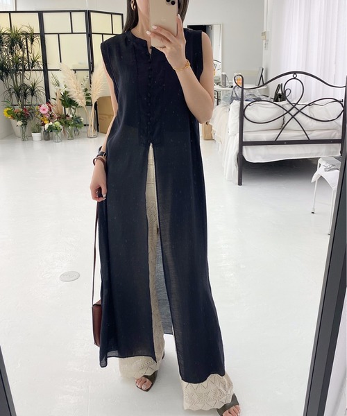 StyleSea(スタイルシー)の「リネンライクジレスリットワンピース(ワンピース・レディース・アイボリー/ベージュ/ブラウン/オレンジ/イエロー/ベージュ系その他/ブラウン系その他/ブラック系/オフホワイト/オリーブ/マルーン/モカ/ブラック・FREE)」の3枚目の写真