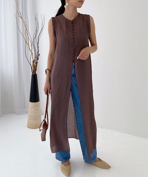 StyleSea(スタイルシー)の「リネンライクジレスリットワンピース(ワンピース・レディース・アイボリー/ベージュ/ブラウン/オレンジ/イエロー/ベージュ系その他/ブラウン系その他/ブラック系/オフホワイト/オリーブ/マルーン/モカ/ブラック・FREE)」の6枚目の写真