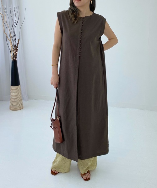 StyleSea(スタイルシー)の「リネンライクジレスリットワンピース(ワンピース・レディース・アイボリー/ベージュ/ブラウン/オレンジ/イエロー/ベージュ系その他/ブラウン系その他/ブラック系/オフホワイト/オリーブ/マルーン/モカ/ブラック・FREE)」の20枚目の写真