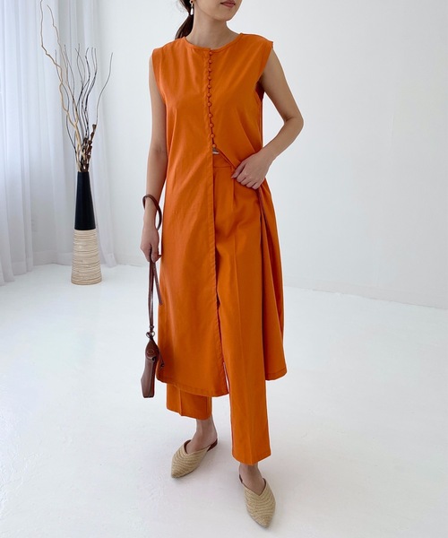 StyleSea(スタイルシー)の「リネンライクジレスリットワンピース(ワンピース・レディース・アイボリー/ベージュ/ブラウン/オレンジ/イエロー/ベージュ系その他/ブラウン系その他/ブラック系/オフホワイト/オリーブ/マルーン/モカ/ブラック・FREE)」の15枚目の写真