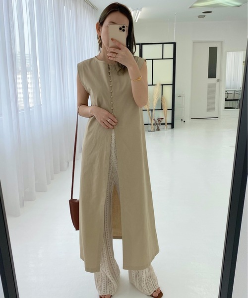 StyleSea(スタイルシー)の「リネンライクジレスリットワンピース(ワンピース・レディース・アイボリー/ベージュ/ブラウン/オレンジ/イエロー/ベージュ系その他/ブラウン系その他/ブラック系/オフホワイト/オリーブ/マルーン/モカ/ブラック・FREE)」の17枚目の写真