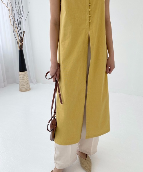 StyleSea(スタイルシー)の「リネンライクジレスリットワンピース(ワンピース・レディース・アイボリー/ベージュ/ブラウン/オレンジ/イエロー/ベージュ系その他/ブラウン系その他/ブラック系/オフホワイト/オリーブ/マルーン/モカ/ブラック・FREE)」の18枚目の写真