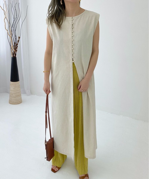 StyleSea(スタイルシー)の「リネンライクジレスリットワンピース(ワンピース・レディース・アイボリー/ベージュ/ブラウン/オレンジ/イエロー/ベージュ系その他/ブラウン系その他/ブラック系/オフホワイト/オリーブ/マルーン/モカ/ブラック・FREE)」の19枚目の写真