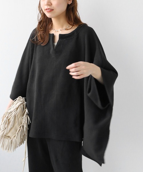 JOURNAL STANDARD relume(ジャーナルスタンダード レリューム)の「クロスワッフルポンチョプルオーバー◆(Tシャツ/カットソー・レディース・ブラック/ボルドー/ナチュラル・FREE)」の8枚目の写真
