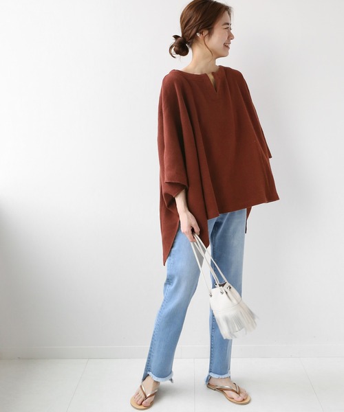 JOURNAL STANDARD relume(ジャーナルスタンダード レリューム)の「クロスワッフルポンチョプルオーバー◆(Tシャツ/カットソー・レディース・ブラック/ボルドー/ナチュラル・FREE)」の19枚目の写真