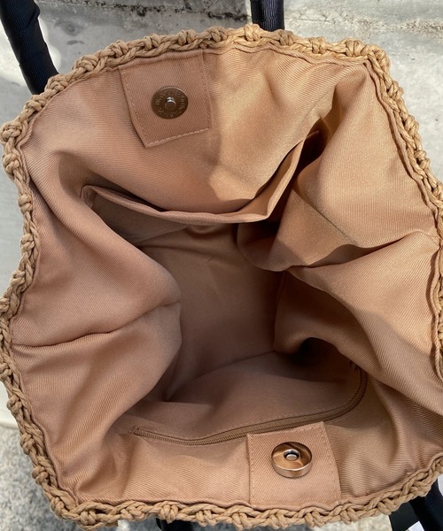 DouDou（ドゥドゥ）の「テープハンドルカゴバッグ（トートバッグ・レディース・ライトベージュ/グレー・FREE）」の8枚目の写真