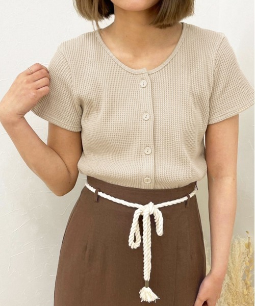 apres jour clair（アプレジュールクレア）の「【apres jour clair】サーマルトップス【ZOZOTOWN限定アイテム】（Tシャツ/カットソー・レディース・モカ/アイボリー/ベージュ・X-LARGE/フリー）」の14枚目の写真