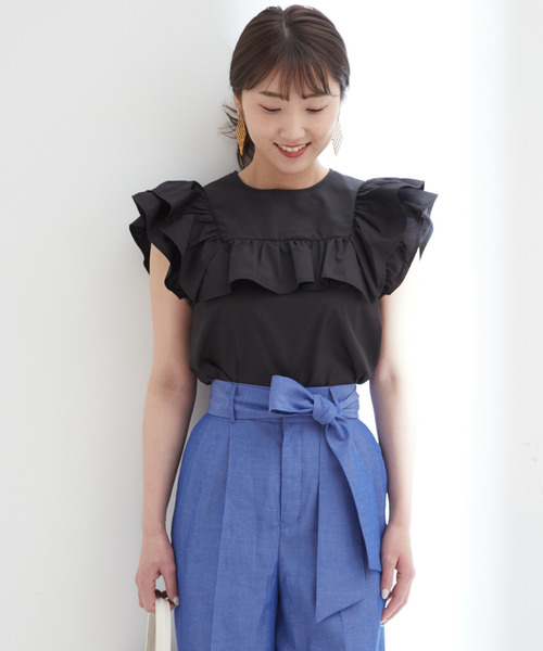 Tiara（ティアラ）の「バイカラーバック釦ブラウス（シャツ