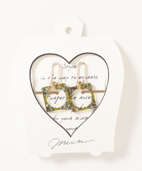 MIIA（ミーア）の「クリアピアス（ピアス（両耳用）・レディース・グリーン/キャメル/ブラック・FREE）」の3枚目の写真