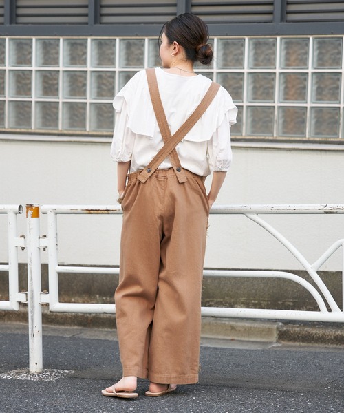 CIAOPANIC TYPY（チャオパニックティピー）の「カポックサイドフリンジサロペット（サロペット/オーバーオール・レディース・ブラウン/カーキ・SMALL/MEDIUM）」の4枚目の写真