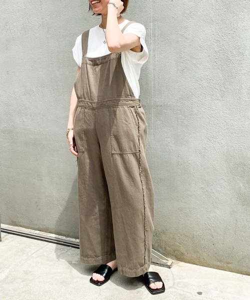 CIAOPANIC TYPY（チャオパニックティピー）の「カポックサイドフリンジサロペット（サロペット/オーバーオール・レディース・ブラウン/カーキ・SMALL/MEDIUM）」の10枚目の写真