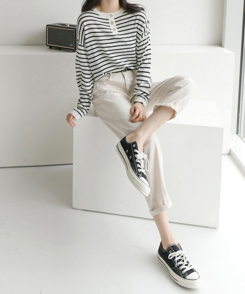 fd style（エフディ スタイル）の「【Chuzchuz】ボタンポイントボーダーニット（ニット/セーター・レディース・ブルー系その他/グリーン/アイボリー/ピンク・FREE）」の14枚目の写真