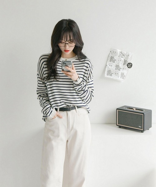 fd style（エフディ スタイル）の「【Chuzchuz】ボタンポイントボーダーニット（ニット/セーター・レディース・ブルー系その他/グリーン/アイボリー/ピンク・FREE）」の18枚目の写真