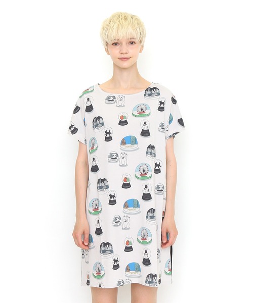 Design Tshirts Store graniph（デザイン　ティーシャツ　ストア　グラニフ）の「スノードーム パターン(安西水丸)｜コラボワンピース（ワンピース・レディース・グレー系その他3・FREE）」の9枚目の写真