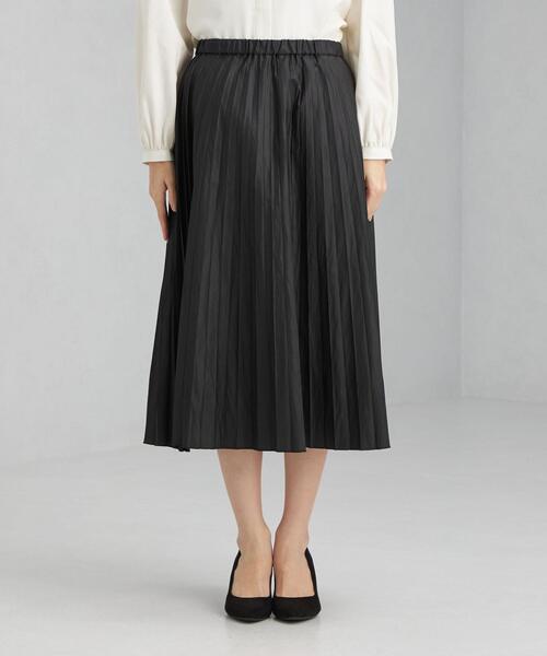 green label relaxing（グリーンレーベルリラクシング）の「チンツ プリーツ スカート（スカート・レディース・ブラック・38/36）」の3枚目の写真