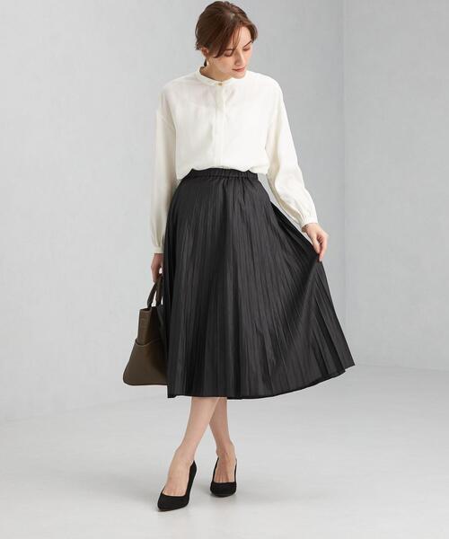 green label relaxing（グリーンレーベルリラクシング）の「チンツ プリーツ スカート（スカート・レディース・ブラック・38/36）」の6枚目の写真