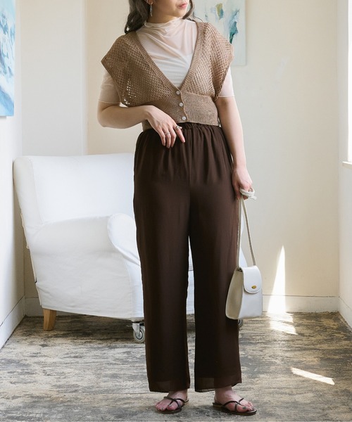 Ambre Neige(アンブルネージュ)の「メッシュニットベスト/【WEB/EC限定商品】(ベスト・レディース・ダークブラウン/ベージュ/アイボリー/ピンクベージュ・FREE)」の17枚目の写真