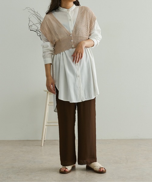 Ambre Neige(アンブルネージュ)の「メッシュニットベスト/【WEB/EC限定商品】(ベスト・レディース・ダークブラウン/ベージュ/アイボリー/ピンクベージュ・FREE)」の19枚目の写真