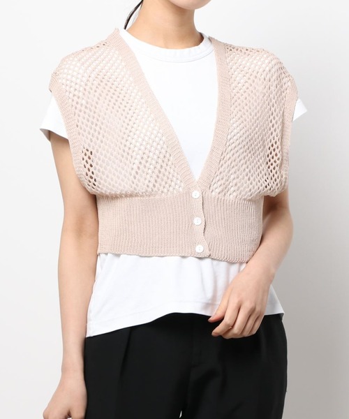 Ambre Neige(アンブルネージュ)の「メッシュニットベスト/【WEB/EC限定商品】(ベスト・レディース・ダークブラウン/ベージュ/アイボリー/ピンクベージュ・FREE)」の18枚目の写真