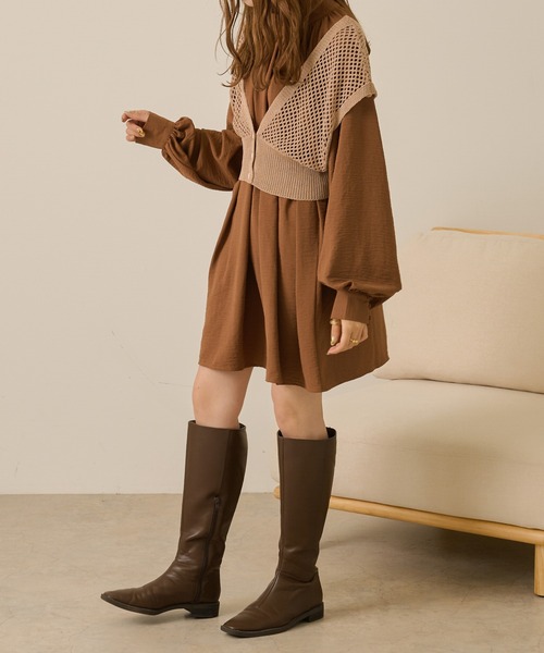 Ambre Neige(アンブルネージュ)の「メッシュニットベスト/【WEB/EC限定商品】(ベスト・レディース・ダークブラウン/ベージュ/アイボリー/ピンクベージュ・FREE)」の22枚目の写真